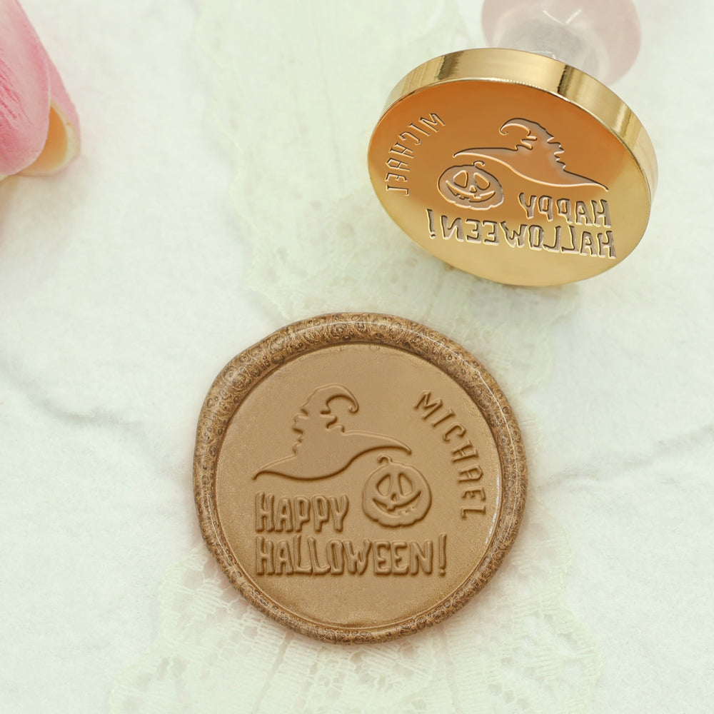 Custom Hat-Wearing Pumpkin Halloween Name Wax Seal Stamp2