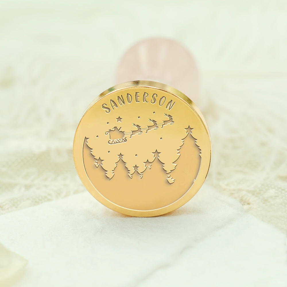 Forest Sleigh Christmas Custom Name Wax Seal Stamp1