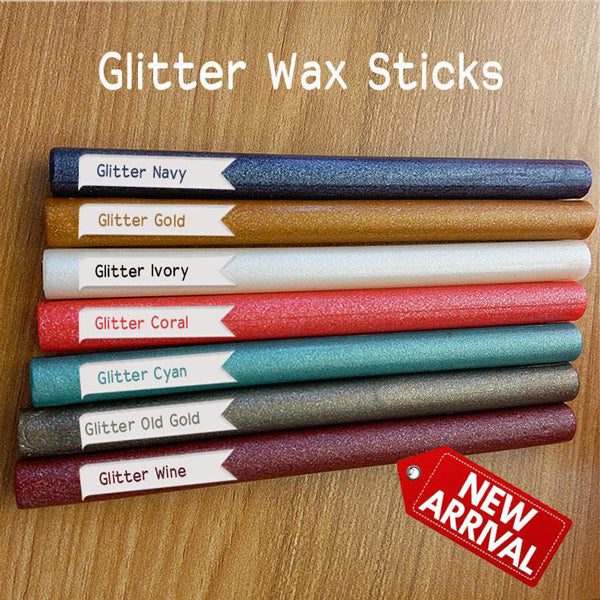 Metallic Glittering Hot Glue Sealing Wax - Navy, Gold, Ivory