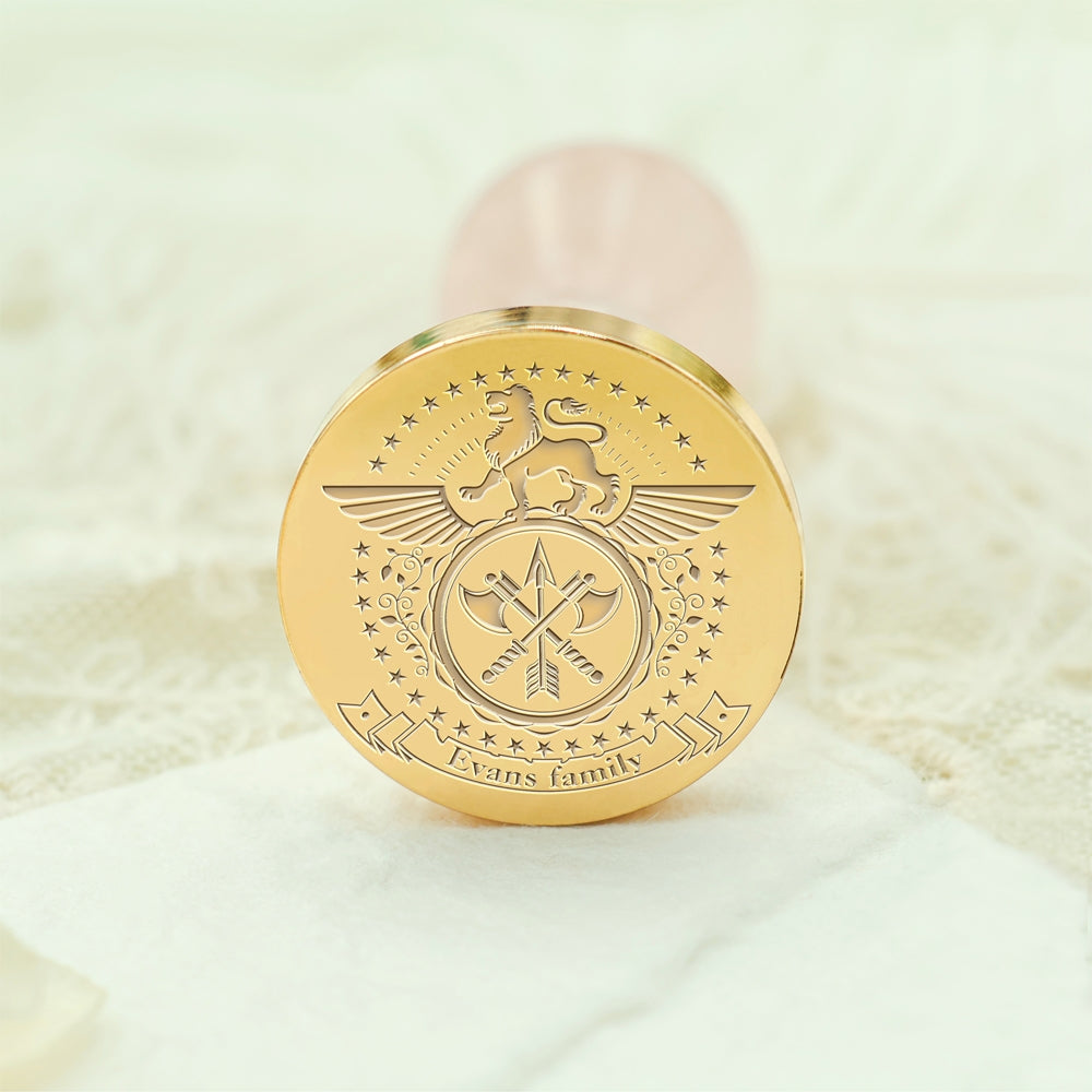 Custom Family Crest Wax Seal Stamp with Name, Initial, or Totem - Style 15 15-3
