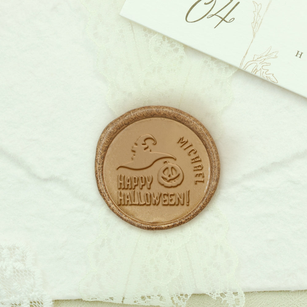 Custom Hat-Wearing Pumpkin Halloween Name Wax Seal Stamp1