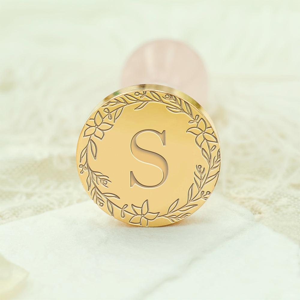 Custom Single Letter Borderless Botanical Wax Seal Stamp - Style 11 11
