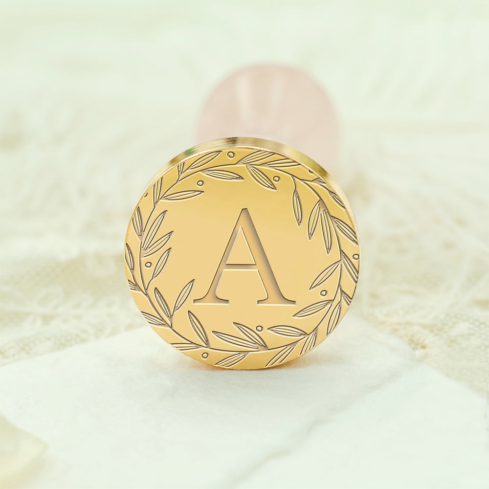 Custom Single Letter Borderless Botanical Wax Seal Stamp - Style 13 13