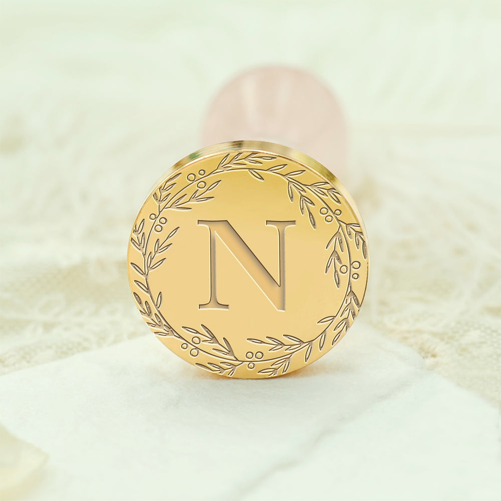 Custom Single Letter Borderless Botanical Wax Seal Stamp - Style 14 14