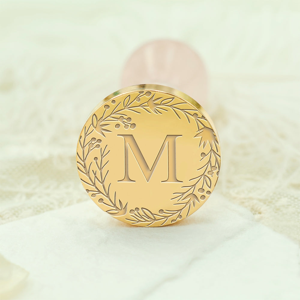Custom Single Letter Borderless Botanical Wax Seal Stamp - Style 4 4