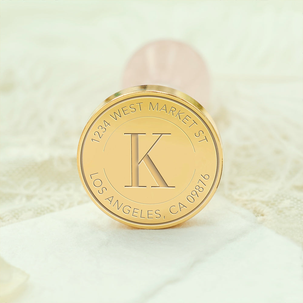 Custom Address Wax Seal Stamp with Name/ Initial - Style 26 26-3