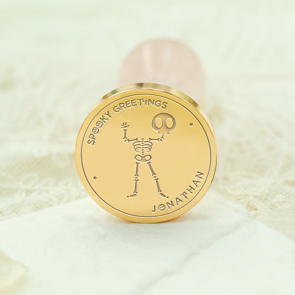 Custom Skull-Head Held High Halloween Name Wax Seal Stamp with Full Name / Initial