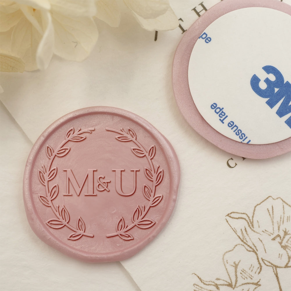 Twigs Double Initials Wedding Custom Self-Adhesive Wax Seal Stickers-2