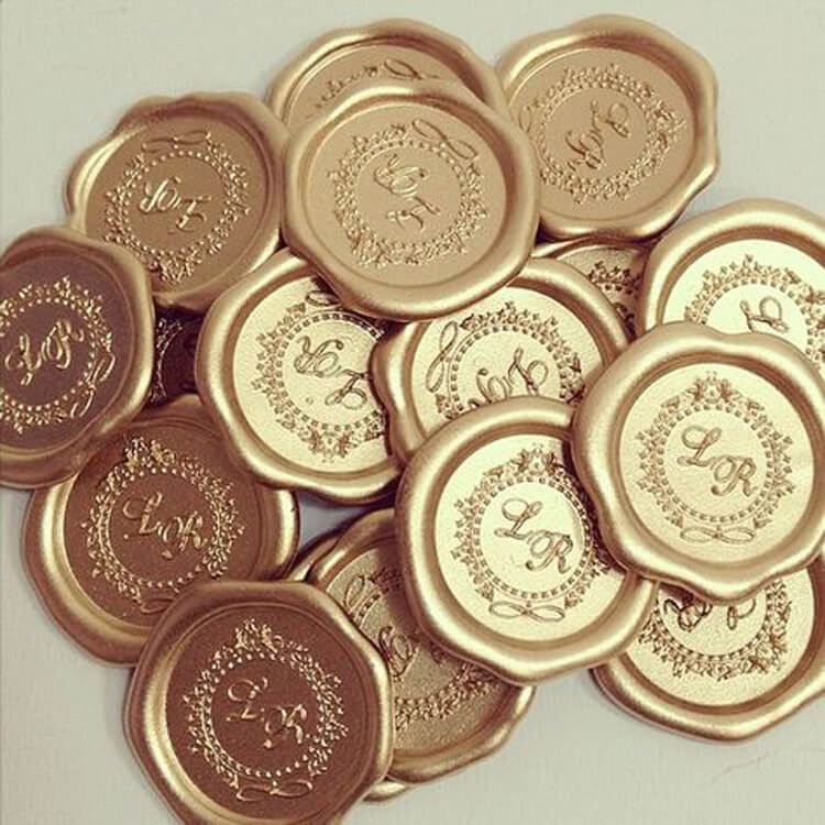 Wedding Custom Self Adhesive Wax Seal Sticker with Double Initials / Couple's Names